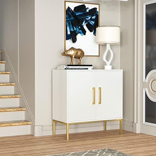 JOZZBY Buffet Sideboard Cabinet with Storage and Adjustable Shelves, White丨Mo...