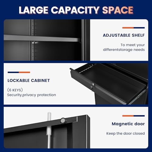 Yizosh Metal Garage Storage Cabinet with Locking Doors and Adjustable Shelves...