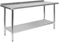 Flash Furniture Reese NSF Certified Stainless Steel Kitchen Prep and Work Table, Commercial Work Table with Storage, 60"W x 24"D x 36"H, Silver