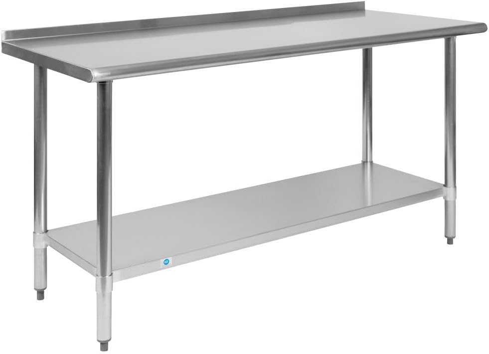 Flash Furniture Reese NSF Certified Stainless Steel Kitchen Prep and Work Table, Commercial Work Table with Storage, 60"W x 24"D x 36"H, Silver
