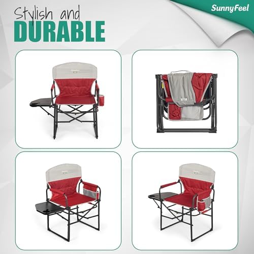SUNNYFEEL Oversized Directors Camping Chair for Adults with Side Table