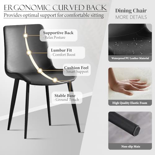 Dining Chairs Set of 4, Modern PU Leather Upholstered Dinner Chairs | Sturdy ...