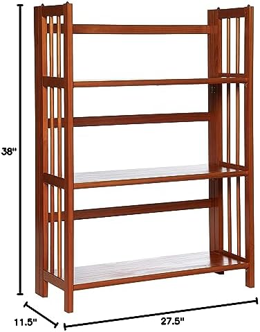 Casual Home 3-Shelf Folding Stackable Bookcase (27.5" Wide)-Mahagony