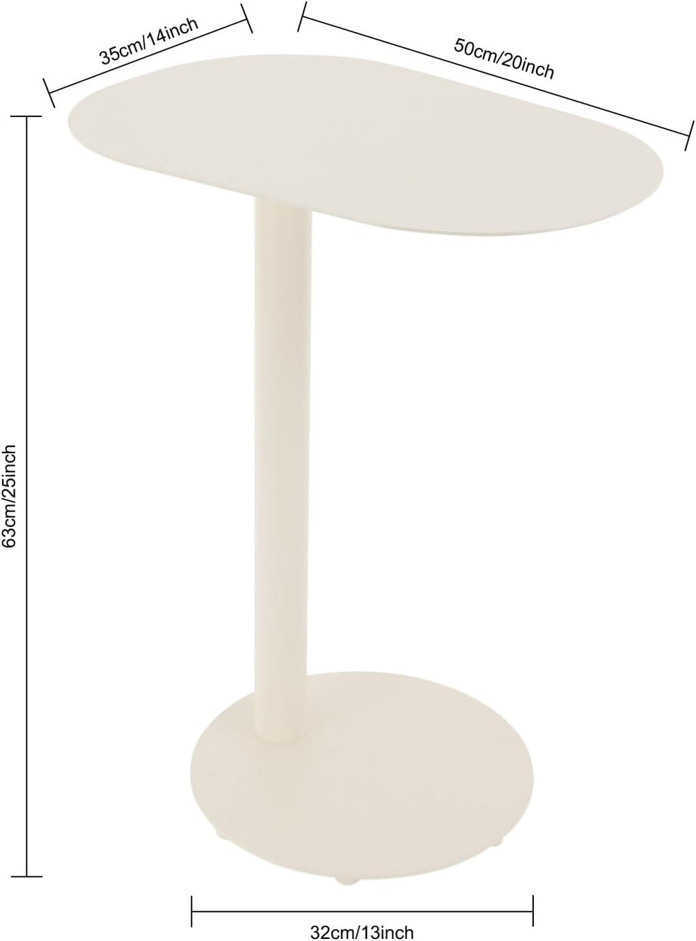 C-Shaped Side Table, End Table for Couch & Sofa Side Table - 25''...