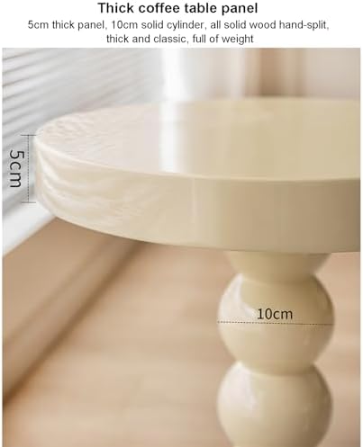 Rustic Round End Table, Small Solid Wood Side Table for Sofa or Bedside, Styl...