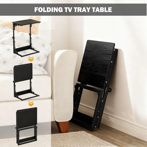 Folding TV Trays Set of 2, Adjustable Height TV Trays for Eating on Couch
