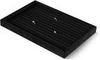 Velvet Ring Display Tray, Stackable Muilt Slot Rings Ear Stud Storage Tray, Drawer Insert Jewelry Accessories Organizers Plate (Black)