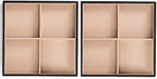 Glenor Co Jewelry Organizer Tray - Set of 2 - Stackable 8 Square Slot Jewelry Storage Trays - Display on Dresser or Drawer - Compatible with other trays - Black