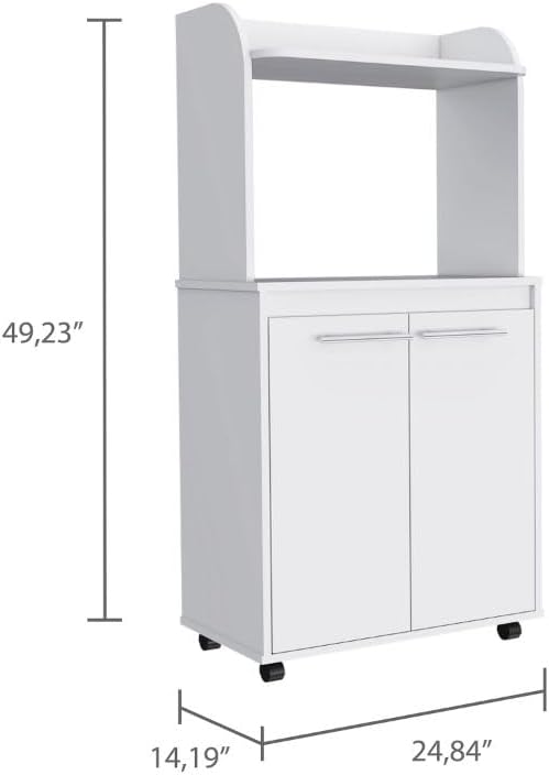 24.84" D*14.19W*49.23" H Freestanding Kitchen Pantry with Shelf, 3 Shelves, Double Door, Rectangular Storage Cabinet, Modern Minimalist, for Living Room, Dining Room, White