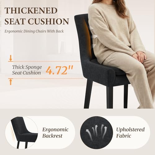 MALOL Upholstered Dining Chairs Set of 4, Mid-Back Kitchen Room Chair with Wo...