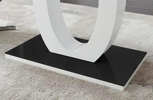 Furniturebox Giovani Black & White High Gloss Glass Dining Table Set with...