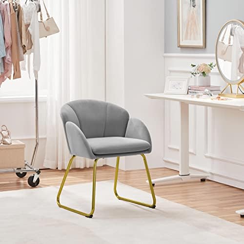 Yaheetech Flower Shape Vanity Chair with Petal Armrests, Gray