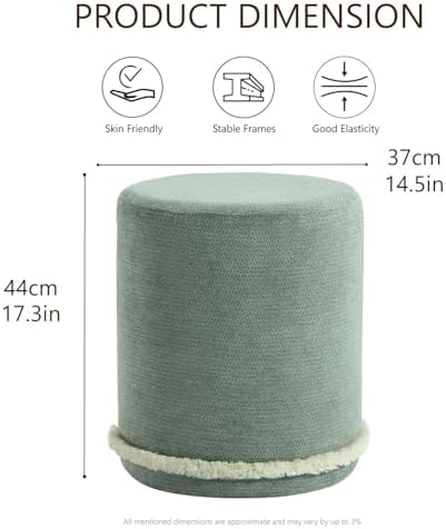 Get Set Style Modern Round Ottoman with Soft Padded Seat, Multifunctional Van...