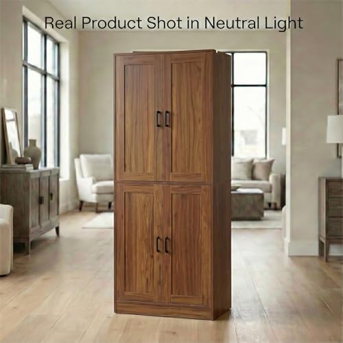 DIYART 71" Tall Kitchen Pantry Cabinet, Freestanding Food Storage Organi...