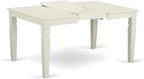East West Furniture LGDA7-LWH-13 7 Piece Kitchen Set Consists of a Rectangle Dining Table with Butterfly Leaf and 6 Polyester Fabric Padded Chairs, linen white