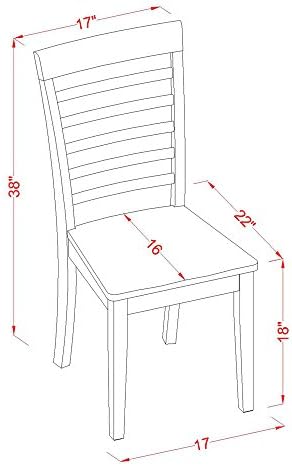 East West Furniture DLML5-SBR-W 5 Piece Kitchen Table & Chairs Set Includ...