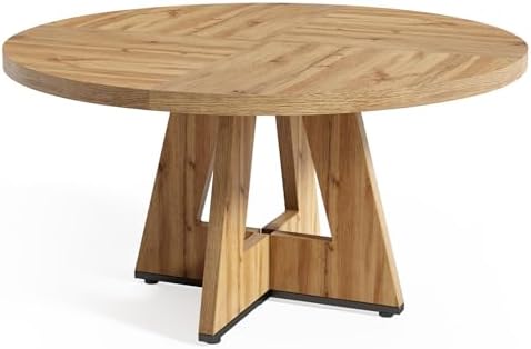 LITTLE TREE Round Dining Table for 4-6 People, 47 Inches Dining Room Table wi...