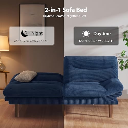 Pipishell Futon Sofa Bed, Modern 66" Futon Couch Convertible to Bed &amp...