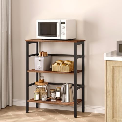 HOOBRO 3 Tier Bookshelf, 23.6" L Industrial Bookcase, Record Storage Rac...