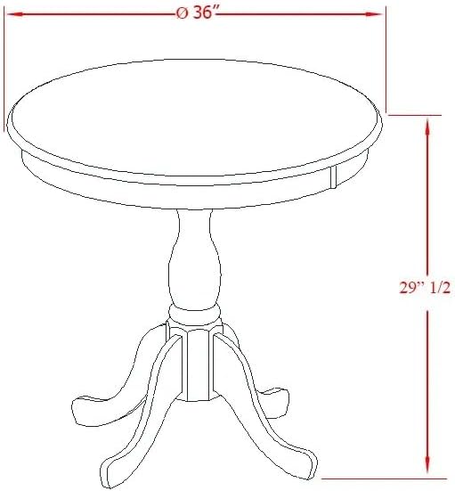 East West Furniture AMVA3-LWH-W 3 Piece Kitchen Table Set for Small Spaces Contains a Round Dining Room Table with Pedestal and 2 Dining Chairs, 36x36 Inch, Linen White