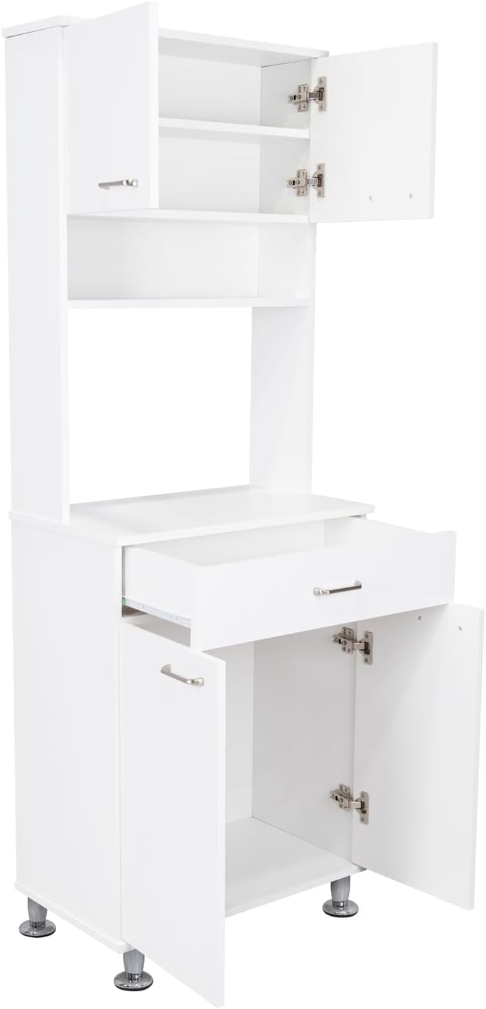Bay Area Pantry with Two Door Cabinets, One Drawer and Adjustable Metal Legs ...