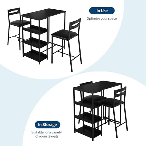 GarveeHome Dining Table Set for 2, Wood Table with Upholstered Chairs