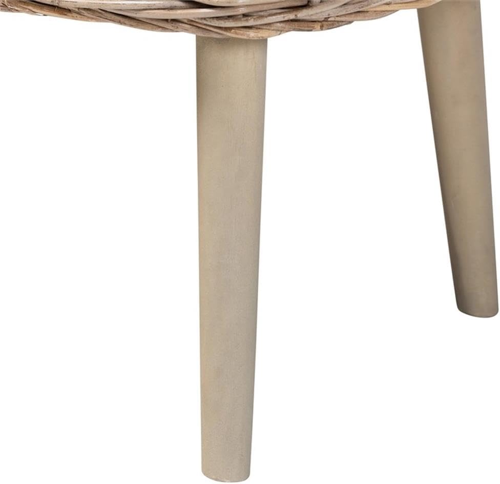 bali & pari Raisa Natural Kubu Rattan and Gray Acacia Wood Accent Bench