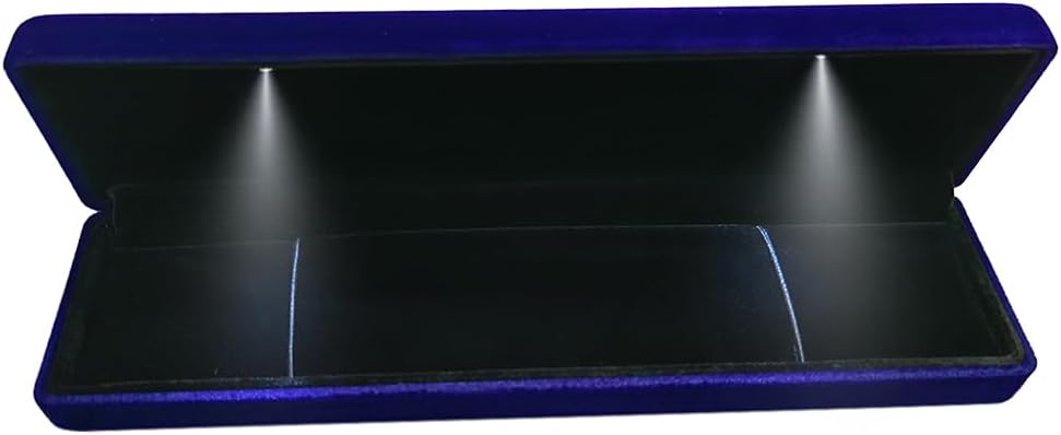 GBYAN Velvet Chain Necklace Box with LED Light, Long Bracelet Storage Case, Jewelry Display Gift Box for Engagement, Anniversary,Wedding and Birthday,Blue