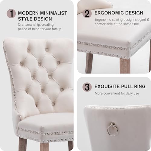 SoarFlash Velvet Dining Chairs Set of 6, Tall Back Side Chair, Modern Upholst...
