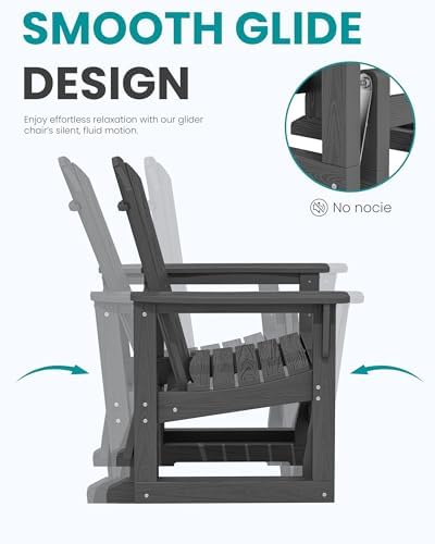 SERWALL Outdoor Glider Chair, HDPE Wood-Like Patio Glider Rocker All-Weather ...