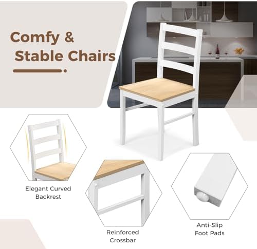 COSTWAY 5-Piece Dining Table Set for 4 w/Rubber Wood Structure, Natural