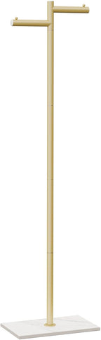 Free-standing Metal Coat Racks, Modern Garment Rack, Z-shaped Coat Tree with Natural Rock Base, for Bedroom, Office, Hallway, Entryway, Living Room, 175cm, Gold