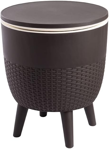 Lagoon Cancún Outdoor Cooler Bar/Cocktail/Coffee 3-in-1 Patio Table (Brown)