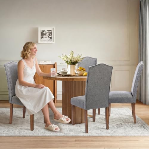 Upholstered Dining Chair Modern Stylish Kitchen Diner Fabric Set of 6