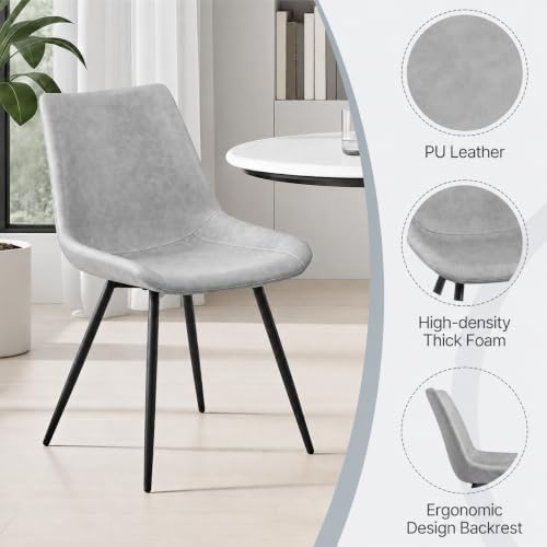 Yaheetech Dining Chairs Set of 6 Mid Century Modern Kitchen Chairs Gray