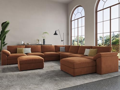 EASE MOOSE Oversized Modular Sectional Sofa with Ottoman, Modern Luxury Wide ...