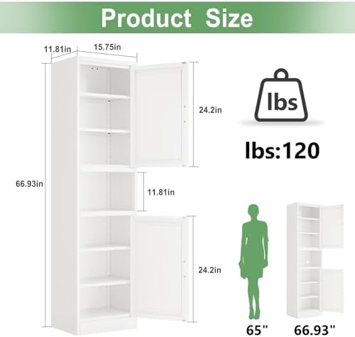 Ckzbx Tall Narrow Storage Cabinet 66.93" H Tall Bathroom Cabinets Metal ...