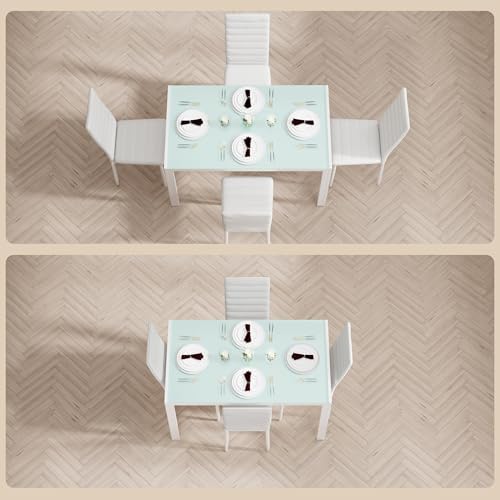 Bealife Kitchen Dining Table Set for 4, Tempered Glass 5 Piece - White