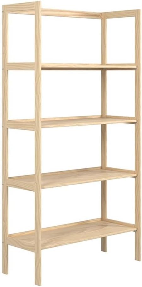 Pemberly Row Modern Solid Wood 4-Shelves Folding Bookcase/Pantry in Unfinished