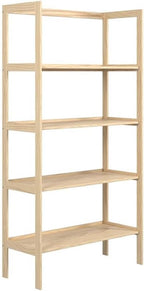Pemberly Row Modern Solid Wood 4-Shelves Folding Bookcase/Pantry in Unfinished