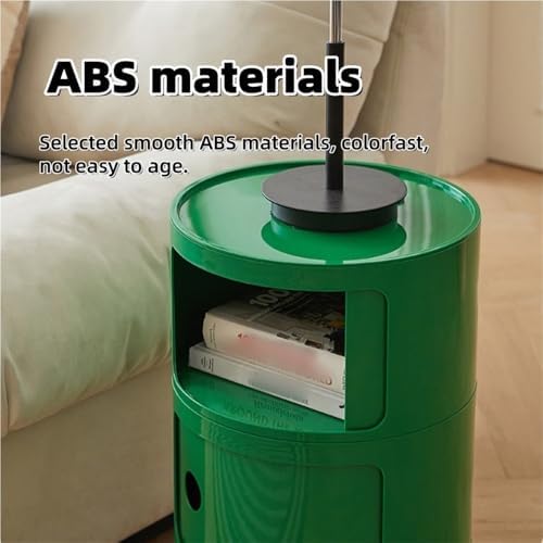 Multi-Layer Storage Cabinet, Small Round Side Table, End Table with Storage, ...