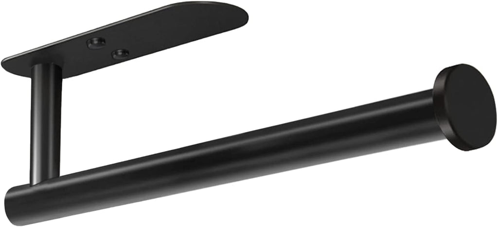 HUFEEOH Adhesive Paper Towel Holder Under Cabinet Wall Mount for Kitchen Paper Towel, Stainless Steel Paper Towel Roll Rack for Bathroom Towel (13inch, Black)