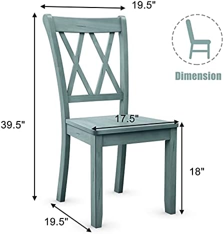 GIANTEX Set of 2 Dining Chairs, Rubber Wood Dining Room Chair, Farmhouse Dini...