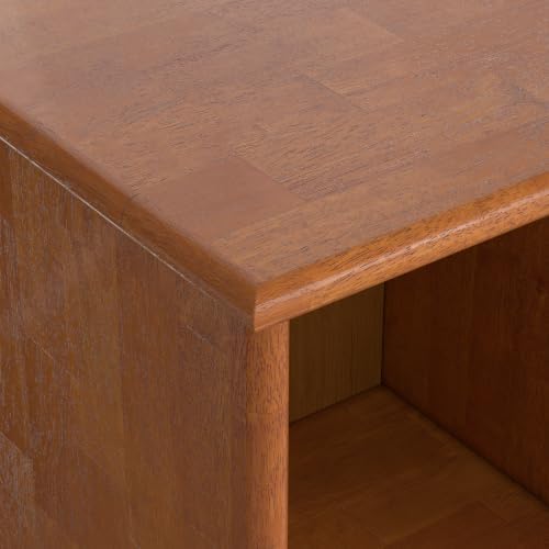 SIMPLIHOME Draper 57" Wide Solid Wood 8-Cube Console Table in Teak Brown