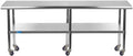 AmGood 84" Long x 30" Deep Stainless Steel Table with Casters