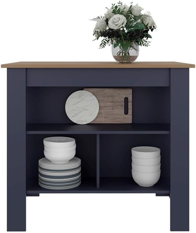 Pemberly Row Kitchen Island with Seating, 40.5 in Wide, Multi-Color Finish, T...