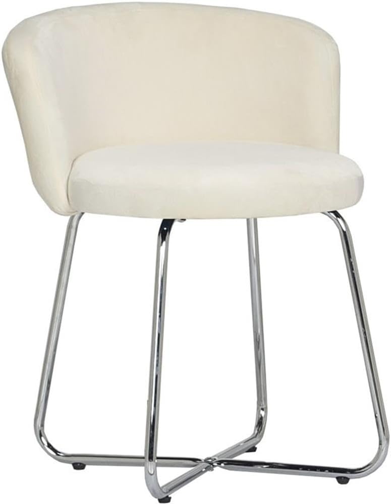 Hillsdale, Marisol Round Metal and Upholstered Vanity Stool with Scoop Back f...