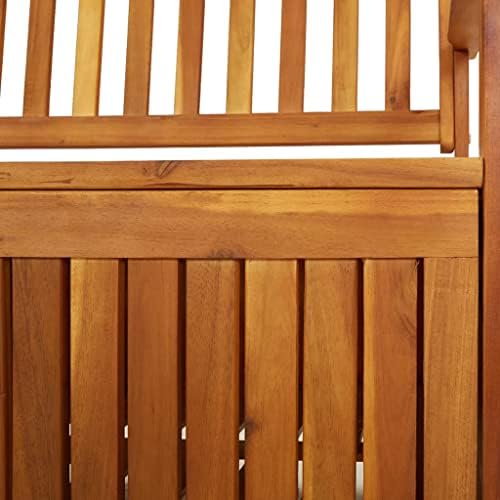 Solid Acacia Wood Storage Bench, Large Outdoor Garden Patio Seating with Stor...