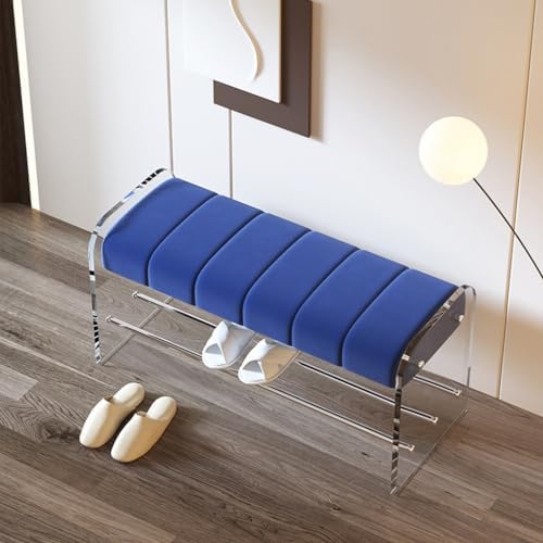 Foot Stool Shoe Changing Stool Transparent Acrylic Bench Bedroom Cloakroom Si...