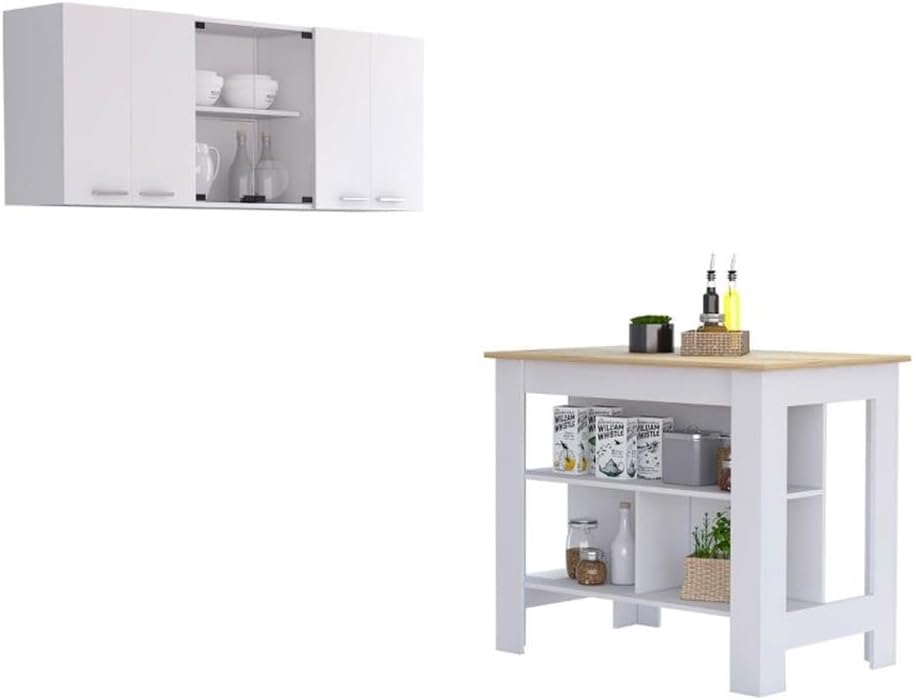 Pemberly Row 2-Piece Engineered Wood Kitchen Set, Includes Kitchen Island and...